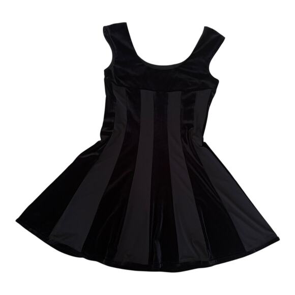 Glamtastic Velvet Panel Mini Dress Black Gothic Y2K Fit & Flare Party Grunge 10 - Picture 5 of 8